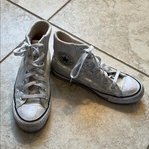Converse Women's Metallic Silver High-Tops size 7